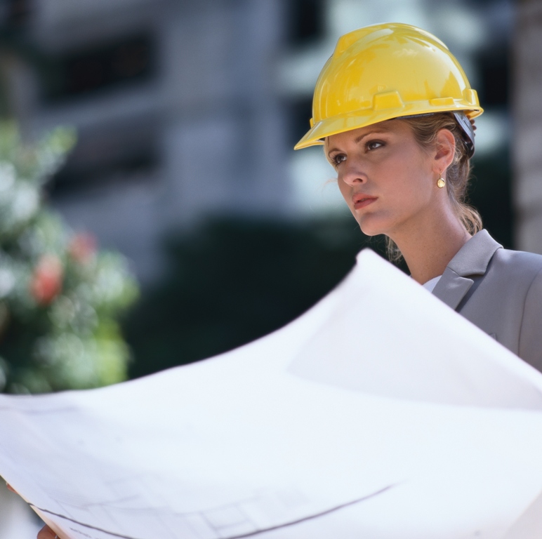 Architect looking at construction plans