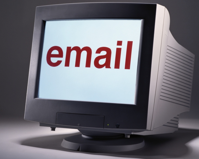 Email written on a computer monitor