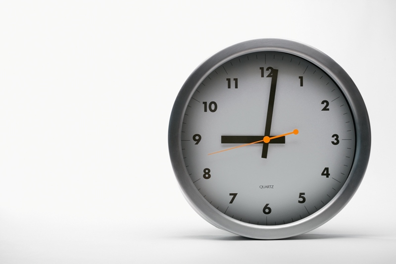 Clock points to nine