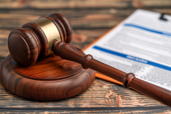 A gavel next to a contract
