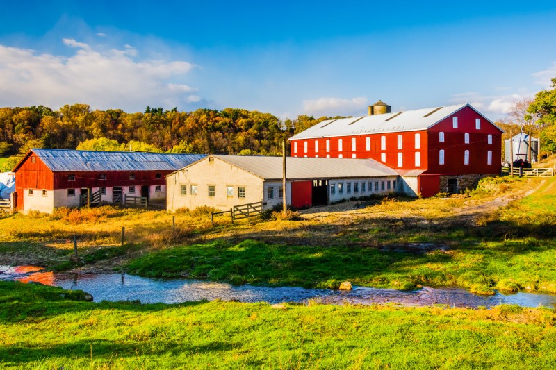 Barn by a river