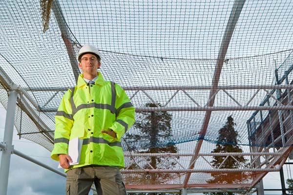 Building inspector at a construction site