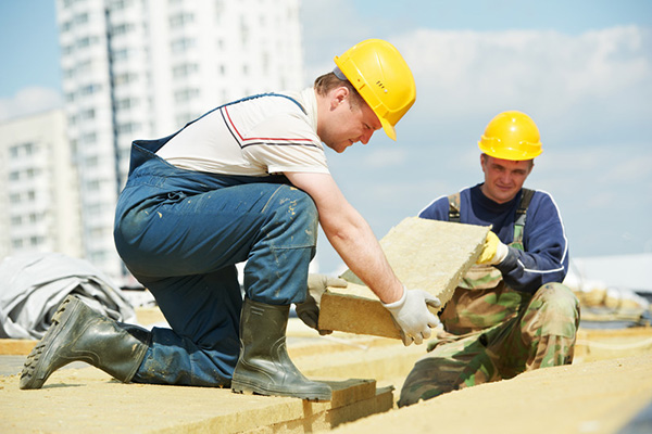 Construction workers working together