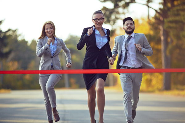 Businesspeople running a marathon