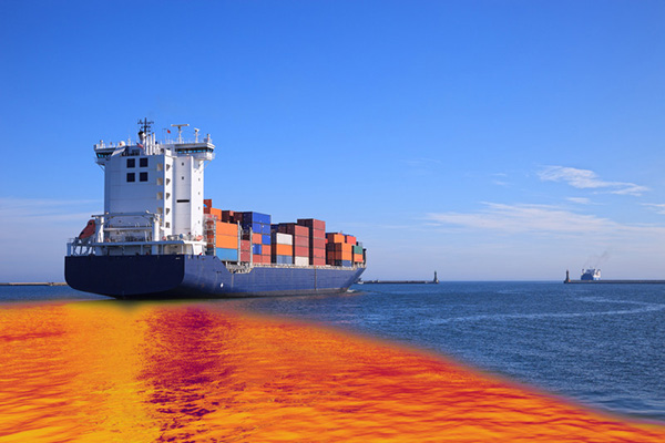 Oil spill from a ship