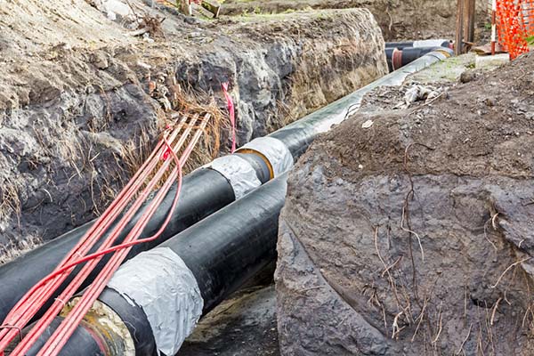 Underground pipeline being built