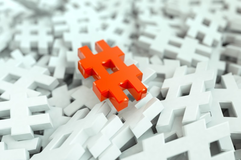 Orange hashtag white hashtags