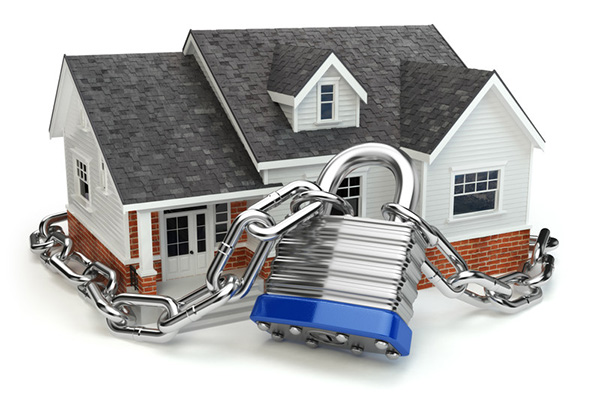 House with lock and chain
