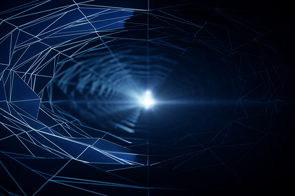 Polygonal dark tunnel made of webbing