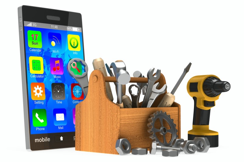 Cell phone and tool box