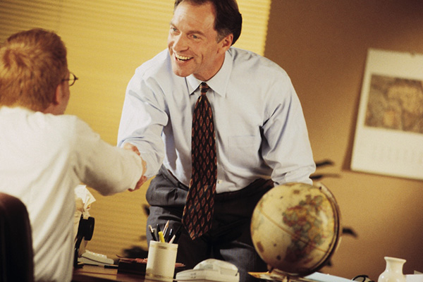 Shaking hands before a meeting