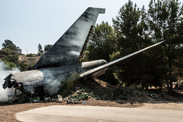 Airplane tail in plane crash