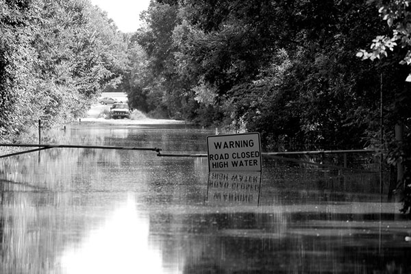 Road closed because of high water