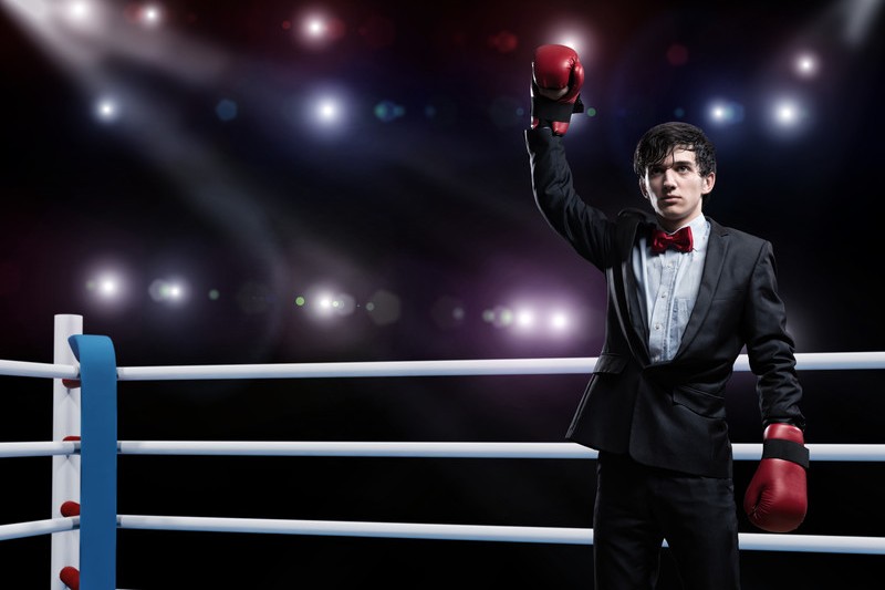 Businessman in a boxing ring
