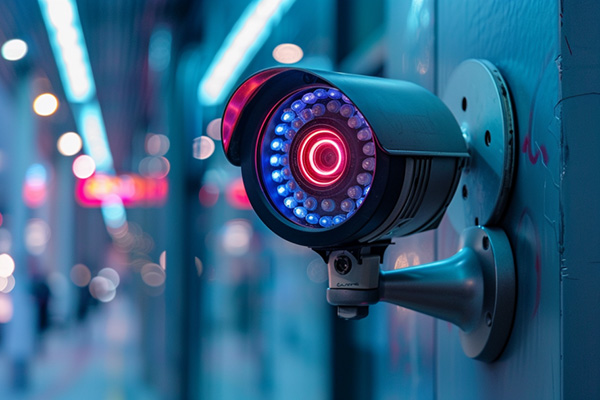 A security camera recording its surroundings.