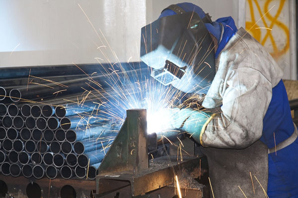 Factory worker welding