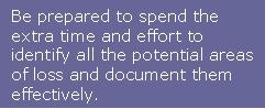 Identify and document all potential areas of loss