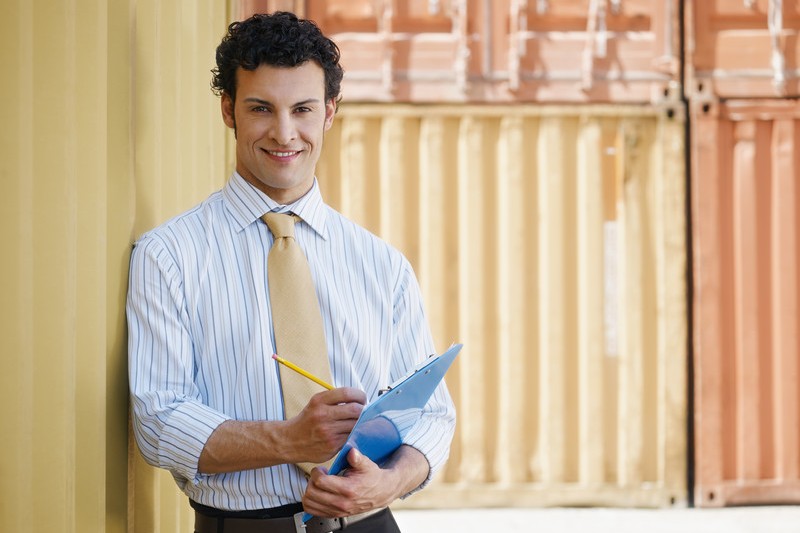 Businessman with clipboard