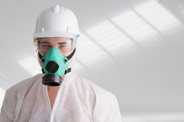 Worker in Hhazmat suit