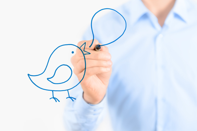 Businessman drawing Twitter bird