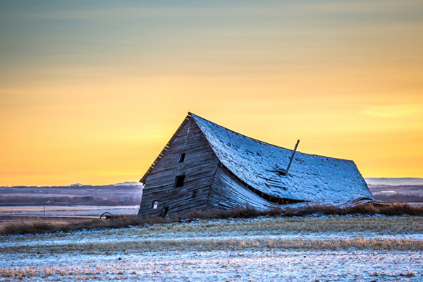 Collapsed barn