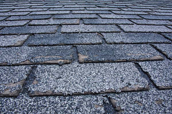 Hail damage to roof shingles