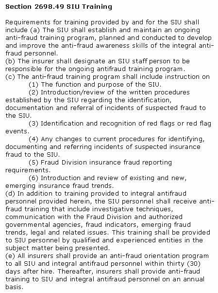Section 2698.49 SIU Training