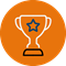 Awards icon orange circle with white trophy