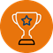 Awards icon orange circle with white trophy