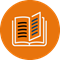 Glossary icon orange circle with white open book