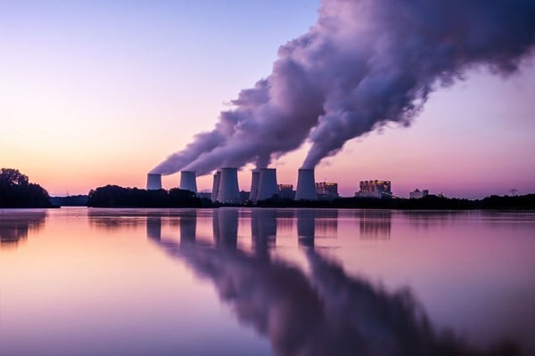 power plant with smoke coming out