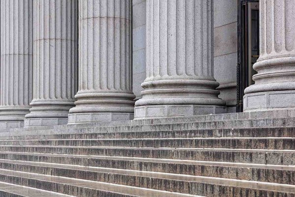 stone colonnade and stairs of courthouse