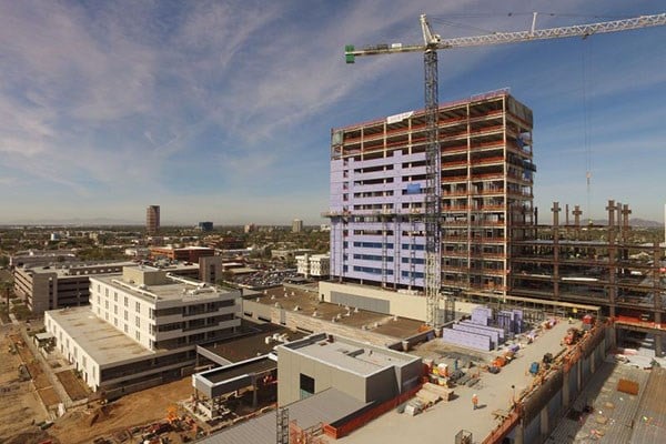 city construction site with large crane