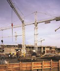 Industrial construction site with cranes