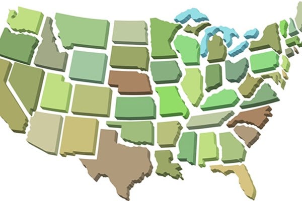 US map of states with spaces in between