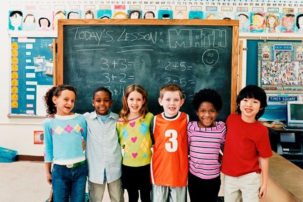 School children at front of classroom