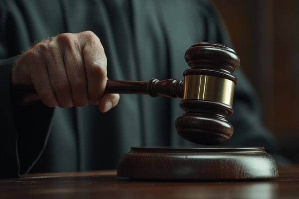judge hitting a gavel on the gavel rest
