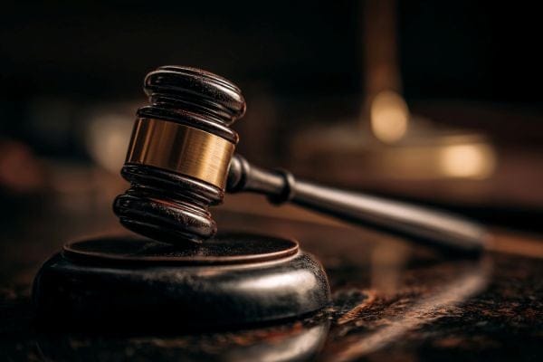close up view of a judicial gavel