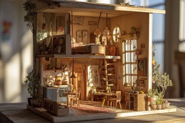 Interior cross-section of a dollhouse