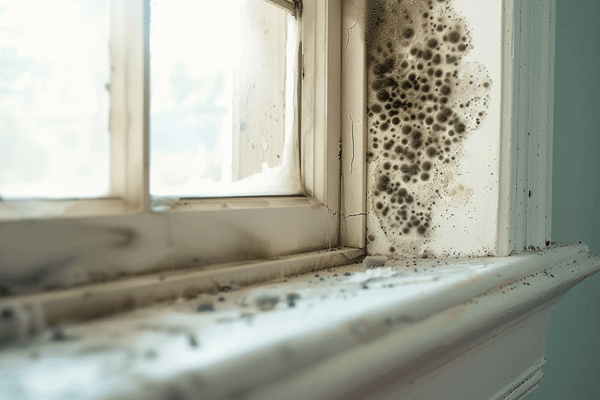 Mold growing around a window  inside a home