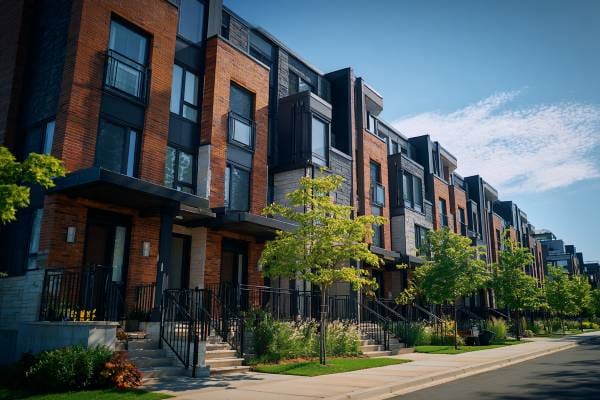 Row of modern townhomes
