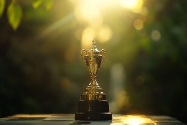 golden trophy in the sun