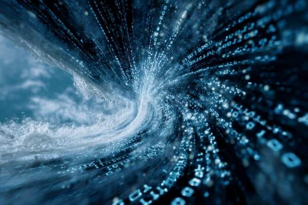 tidal wave of binary code ones and zeroes