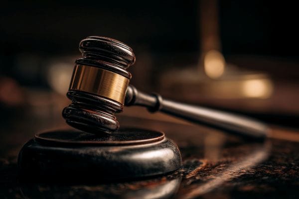 close up view of a judicial gavel