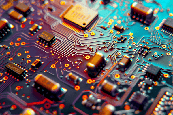 a multi-colored computer circuit board