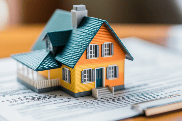 A yellow model home sits on top of a document