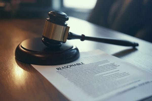 gavel on top of a paper with the word "reasonable" at the top