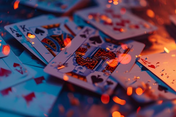 A scattered deck of cards.