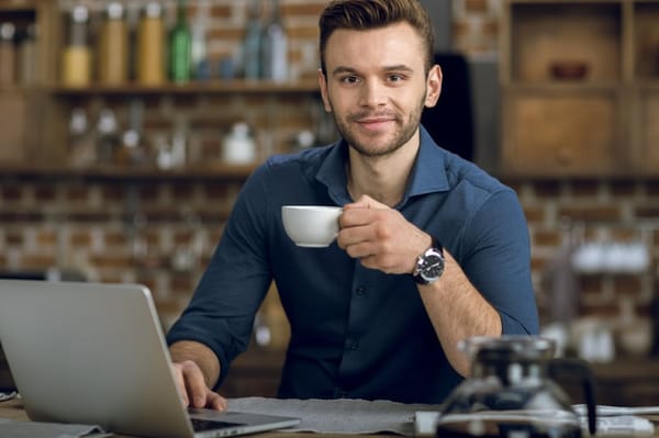 Young man working from home