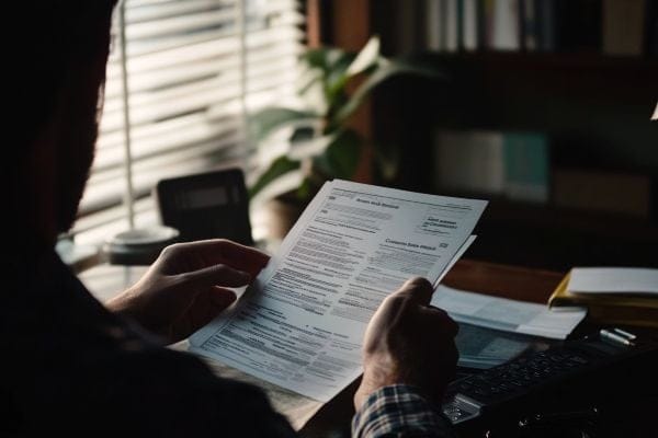 person looking at insurance paperwork